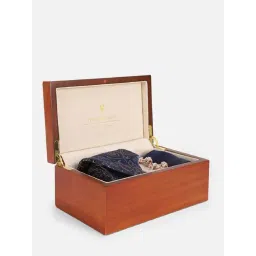 Van Heusen Navy Embroidered Tie with Pocket Square & Cufflinks-picture-43