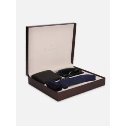 Van Heusen Navy Embroidered Tie with Pocket Square, Cufflink, Belt & Wallet-picture-47