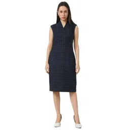 Van Heusen Navy Regular Fit Checks Dress-picture-22