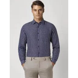 Van Heusen Navy Regular Fit Checks Shirt-picture-27