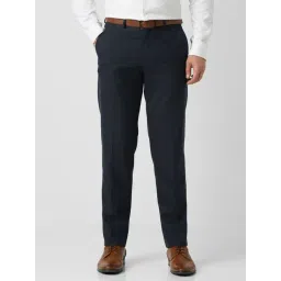 Van Heusen Navy Regular Fit Checks Trousers-picture-29