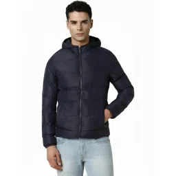 Van Heusen Navy Regular Fit Quilted Hooded Jacket-picture-23