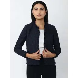 Van Heusen Navy Self Pattern Jacket-picture-16