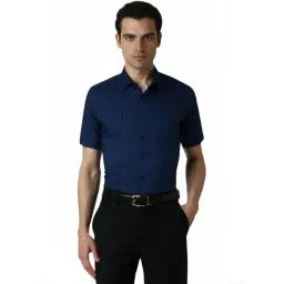 Van Heusen Navy Slim Fit Checks Shirt-picture-34