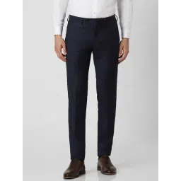 Van Heusen Navy Slim Fit Checks Trousers-picture-42