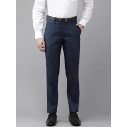 Van Heusen Navy Slim Fit Checks Trousers-picture-31