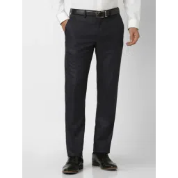 Van Heusen Navy Slim Fit Checks Trousers-picture-19