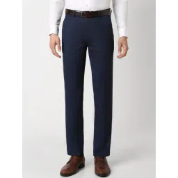 Van Heusen Navy Slim Fit Printed Trousers-picture-35