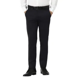 Van Heusen Navy Slim Fit Self Pattern Trousers-picture-15