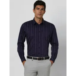 Van Heusen Navy Slim Fit Striped Shirt-picture-48