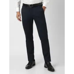 Van Heusen Navy Slim Fit Striped Trousers-picture-43
