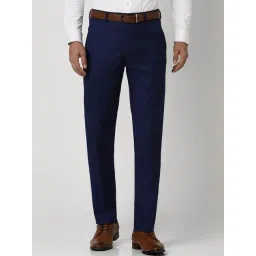 Van Heusen Navy Slim Fit Texture Trousers-picture-27