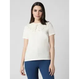Van Heusen Off-White Cotton Self Pattern Top-picture-19