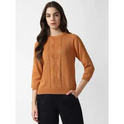 Van Heusen Orange Cotton Self Pattern Sweater-picture-31