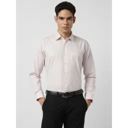 Van Heusen Peach Cotton Slim Fit Checks Shirt-picture-25
