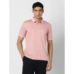 Van Heusen Pink Cotton Regular Fit Printed Polo T-Shirt image 1