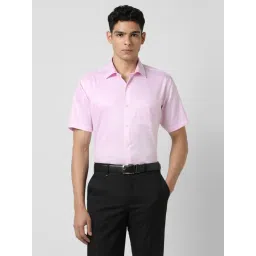 Van Heusen Pink Cotton Regular Fit Self Pattern Shirt-picture-47