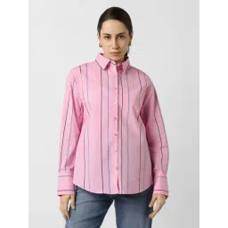 Van Heusen Pink Cotton Regular Fit Striped Shirt-picture-21