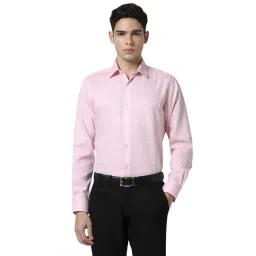 Van Heusen Pink Cotton Regular Fit Texture Shirt-picture-37