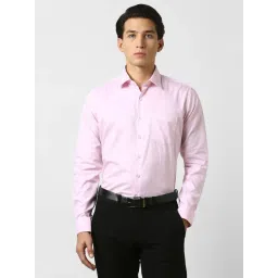 Van Heusen Pink Cotton Slim Fit Texture Shirt-picture-47