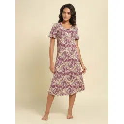 Van Heusen Purple Cotton Printed Nighty-picture-28