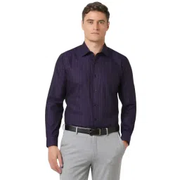 Van Heusen Purple Cotton Regular fit Stripes Shirt-picture-19