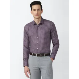 Van Heusen Purple Cotton Slim Fit Checks Shirt-picture-30