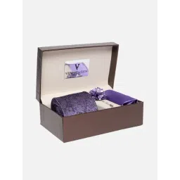 Van Heusen Purple Embroidered Tie, Pocket Square with Cufflink-picture-14
