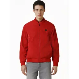 Van Heusen Red Cotton Regular Fit Bomber Jacket-picture-19