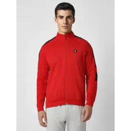Van Heusen Red Cotton Regular Fit Colour Block Jacket-picture-40
