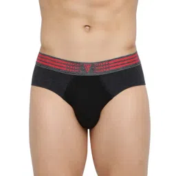 Van Heusen Regular Fit Anti Bacterial Colour Fresh Solid Briefs - Pure Black W Anthra Melange-picture-21