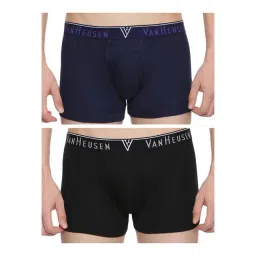 Van Heusen Regular Fit Anti Bacterial Colour Fresh Solid Trunks - Pack of 2 - Dark Navy, Pure Black-picture-19