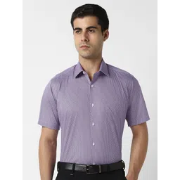 Van Heusen Regular Fit Micro Ditsy Printed Spread Collar Half Sleeves Cotton Shirt-picture-20