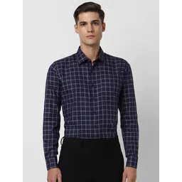 Van Heusen Slim Fit Opaque Checked Pure Cotton Formal Shirt-picture-23