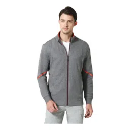 Van Heusen Sport Regular Fit Zip Front Media Pocket Solid Jacket - Mid Grey Melange-picture-27