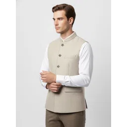 Van Heusen Textured Slim Fit Formal Nehru Jacket-picture-40