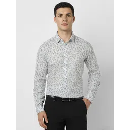 van heusen V Dot Floral Printed Spread Collar Long Sleeves Slim Fit Pure Cotton Shirt-picture-22