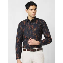 van heusen V Dot Floral Printed Spread Collar Slim Fit Pure Cotton Shirt-picture-22