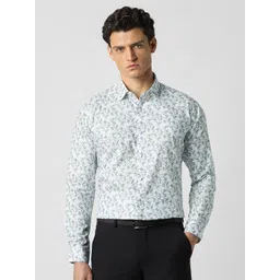 van heusen V Dot Floral Printed Spread Collar Slim Fit Pure Cotton Shirt-picture-10