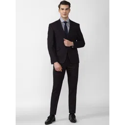 van heusen V Dot Men Black Self-Design Single-Breasted 2-Piece Slim Fit Formal Suits-picture-11