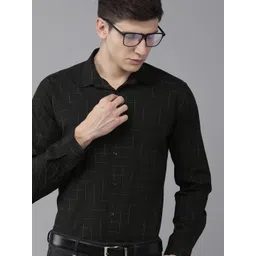 van heusen V Dot Men Black Slim Fit Printed Formal Shirt-picture-29