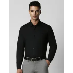 van heusen V Dot Men Black Solid Slim Fit Formal Shirt-picture-10