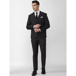 van heusen V Dot Men Black Solid Slim-Fit Single-Breasted Formal Suit-picture-27
