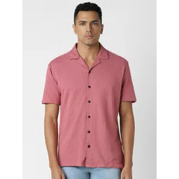 van heusen V Dot Men Cuban Collar Textured Cotton Slim Fit Casual Shirt-picture-33