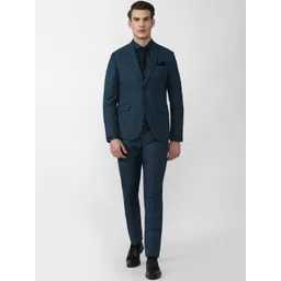 van heusen V Dot Men Green Self-Design Slim-Fit 3-Piece Formal Suit-picture-22