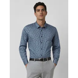 van heusen V Dot Men Slim Fit Spread Collar Floral Printed Cotton Formal Shirt-picture-16