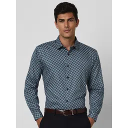 van heusen V Dot Men Spread Collar Geometric Printed Cotton Slim Fit Party Shirt-picture-26