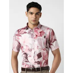 van heusen V Dot Slim Fit Printed Spread Collar Half Sleeves Cotton Formal Shirt-picture-16