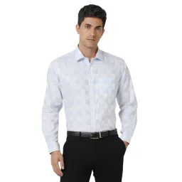 Van Heusen White Cotton Regular Fit Checks Shirt-picture-36