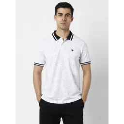 Van Heusen White Cotton Regular Fit Printed Polo T-Shirt-picture-32